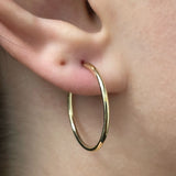 Italian 14k Yellow Gold High Polish Round Endless Hoop Earrings 1" 1.5mm 0.8g