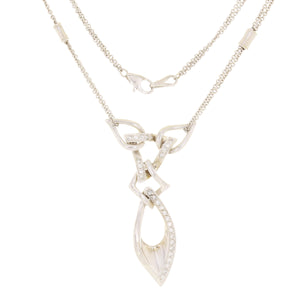 14k White Gold 0.75ctw Diamond Entwined Ribbon Drop Pendant Necklace 18"