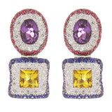 18k White Gold 0.64ctw Diamond & Precious Gemstone Drop Earrings