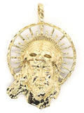14k Yellow Gold Diamond Cut Jesus Christ Face Religious Charm Pendant 16.5 grams