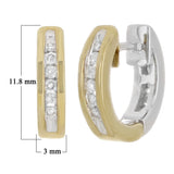 14k Two Tone Gold 0.33ctw Diamond Channel Huggie Hoop Earrings