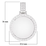 14k White Gold 1.65ctw Diamond Polished Halo Engravable Circle Pendant
