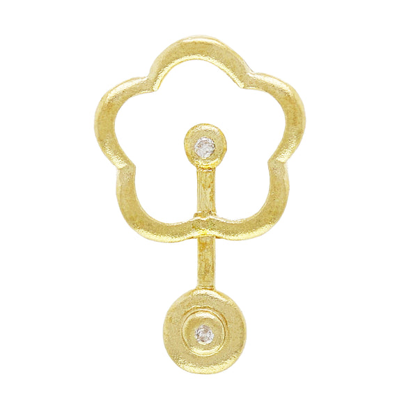 14k Yellow Gold Sparkling Crystal Lucky Swing Pendulum Pendant