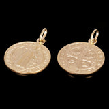14k Yellow Gold Round Saint Benedict Medal Charm Pendant 3.7 grams