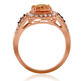 14k Rose Gold 2.45ctw Morganite Chocolate&White Diamond Antique Style Ring 6.75