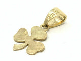 14k Yellow Gold Solid 3 Leaf Clover Good Luck Charm Pendant 0.5 gram