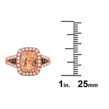 14k Rose Gold 2.45ctw Morganite Chocolate&White Diamond Antique Style Ring 6.75