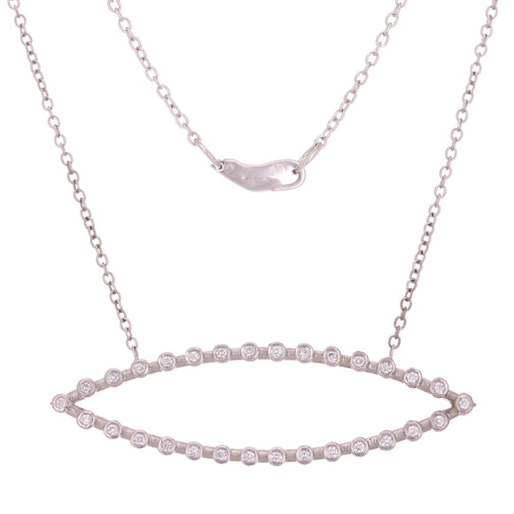 18k White Gold 0.85ctw Diamond Crescent Layering Pendant Necklace