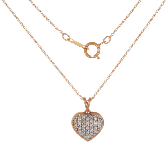 14k Rose Gold 0.24ctw Diamond Pave Heart Pendant Necklace