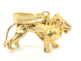 10k Yellow Gold Solid Animal Diamond Cut Lion Charm Pendant 3.2 grams