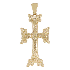 10k Yellow Gold Crucifix Christian Cross Pendant Religious Charm 26mm 14.5 grams