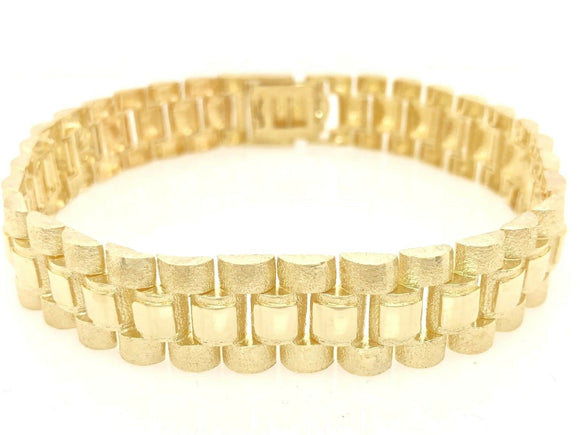 10k Yellow Gold Watch Link Chain Bracelet Adjustable 9