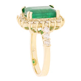 14k Yellow Gold 1.10ctw Emerald & Diamond Rectangular Cocktail Cluster Ring Sz 7