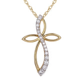 14k Yellow Gold 0.33ctw Diamond Infinity Marquise Shape Cross Pendant Necklace
