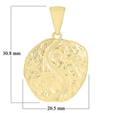 14k Yellow Gold Yin and Yang Charm Pendant 1.2" 7.1 grams