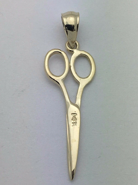14k Yellow Gold Hairdresser Tailor Scissors Charm Pendant 0.9 grams