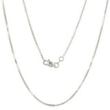 14k White Gold Box Chain Necklace with Lobster Lock 24" 0.85mm 2.7 grams