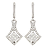 14k White Gold 0.65ctw Diamond Dangle Drop Huggie Hoop Earrings