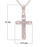 10k White Gold 0.02ctw Diamond Concave Design Drop Cross Pendant Necklace 18"