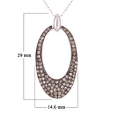 10k White Gold 0.48ctw Champagne Diamond Oblong Swoop Pendant Necklace 18"