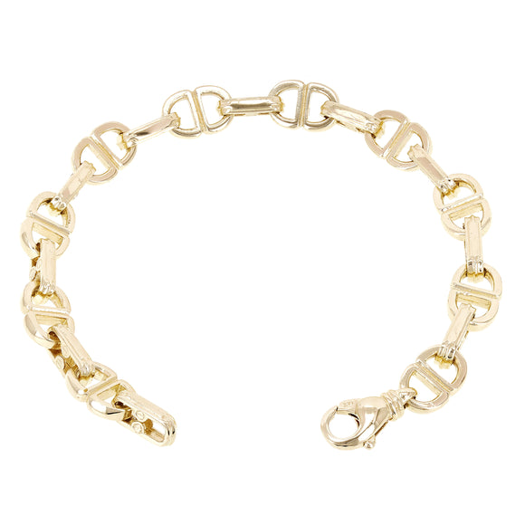 14k Yellow Gold Solid Handmade Oval Link Chain Bracelet 8.5