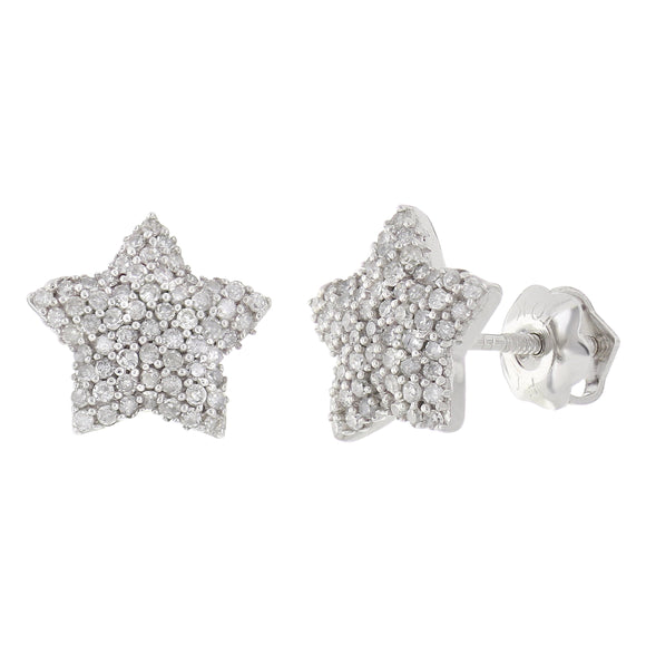 10k White Gold 0.35ctw Diamond Lucky Star Stud Earrings