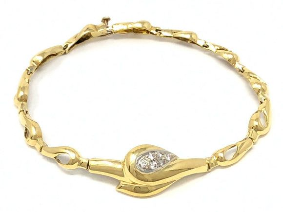 14k Yellow Gold Solid Fancy Diamond Bracelet 6.5