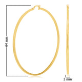 Italian 14k Yellow Gold High Polish 2mm 2.5" Diameter Round Hoop Earrings 4grams
