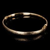 Italian 14k Yellow Gold Hollow Diamond Cut Bangle Bracelet  7" 4.6mm 4.3 grams