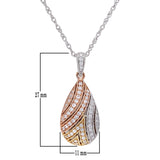 14k Yellow, White & Rose Gold 0.39ctw Diamond Puffed Pear Drop Pendant Necklace