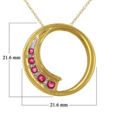 14k Yellow Gold 0.02ctw Ruby & Diamond Circle Pendant Necklace