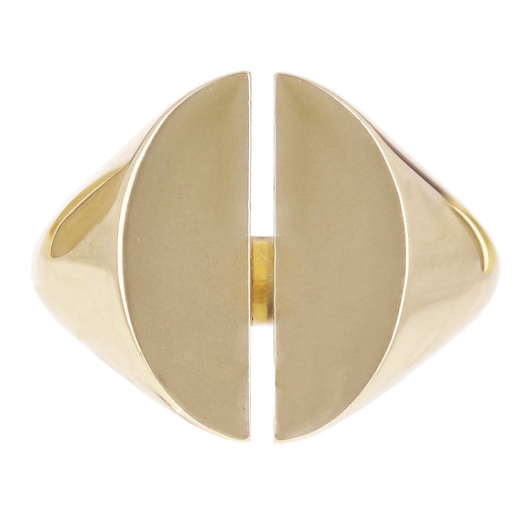 14k Yellow Gold Open Oval Geometric Ring Size 8 16.5mm 12.3 grams