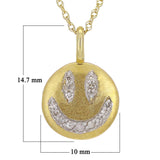 14k Yellow Gold Sandblast Finish 0.05ctw Diamond Smiling Emoji Pendant Necklace