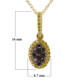 10k Yellow Gold 0.28ctw Black & White Diamond Oval Cluster Pendant Necklace