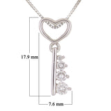 10k White Gold 0.20ctw Diamond Key to My Heart Skeleton Key Pendant Necklace 18"